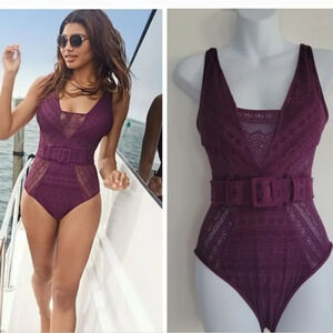 BECCA® by Rebecca Virtue Color Play Crochet One Piece Swimsuit sz small